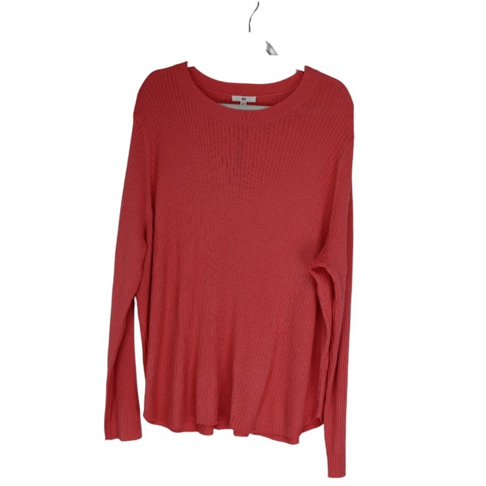 NWT BP Women's Size 3X Ribbed Knit Pullover Sweater Long Sleeve Scoop Neck Coral
